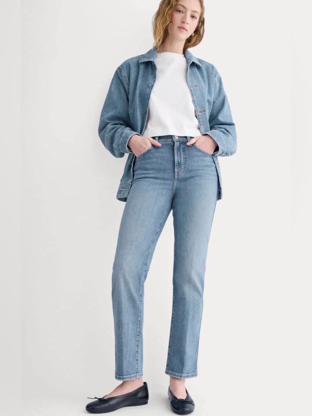 New Everlane HIGH-RISE CIGARETTE JEAN Medium Blue 30 Sleek Polished Minimalist